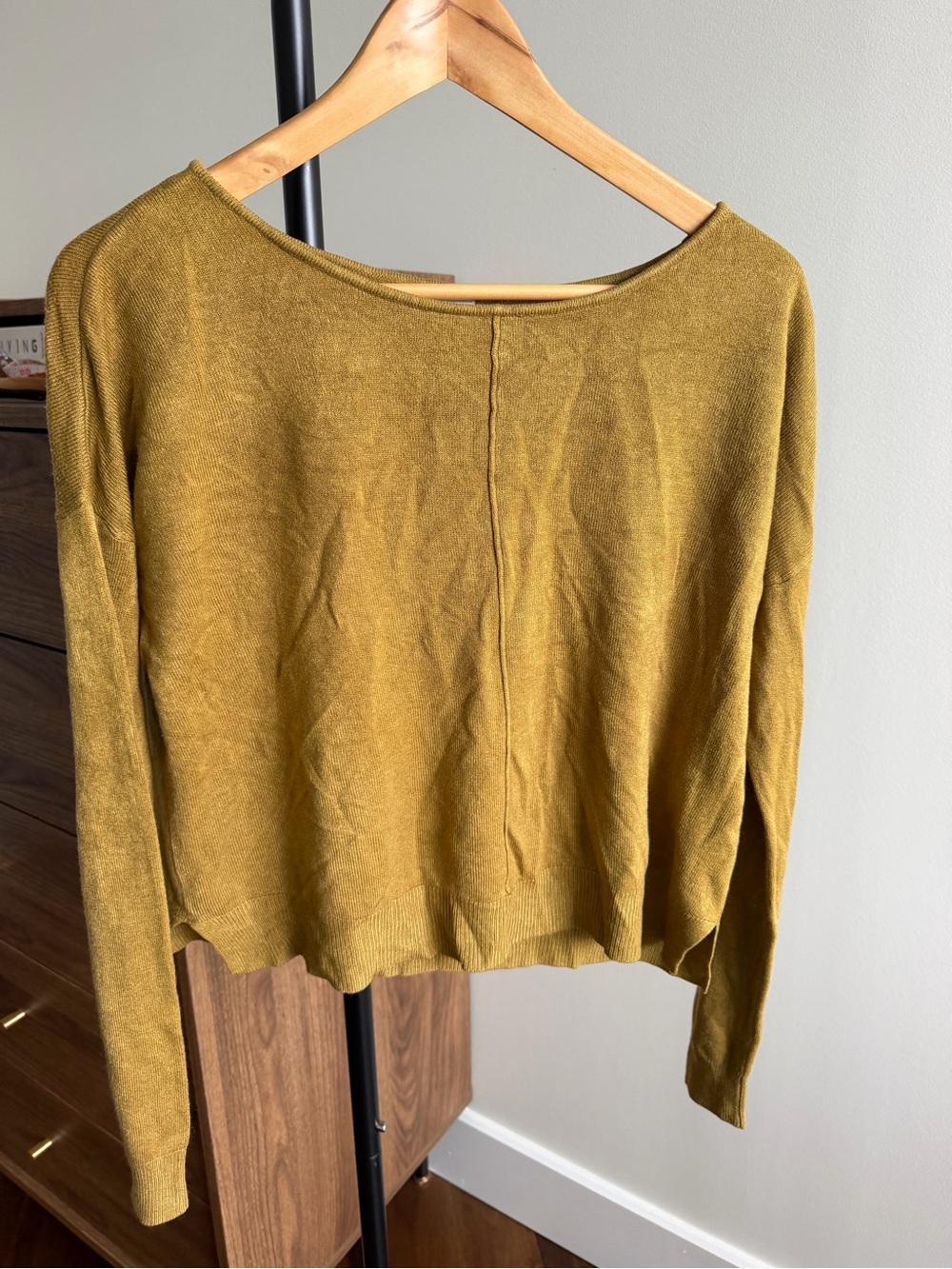 Noisy May Mustard Yellow Lightweight Knit Boatneck Sweater Size XS